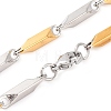 304 Stainless Steel Rectangle Link Chain Necklaces for Women NJEW-G140-05GP-3