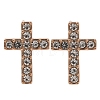 Ion Plating(IP) 304 Stainless Steel Cross Stud Earrings EJEW-C099-10RG-2