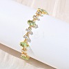 Horse Eye Brass Glass & Cubic Zirconia Link Bracelets BJEW-D378-02G-3