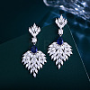 Leaf Brass Micro Pave Cubic Zirconia Dangle Stud Earrings FS-WGB1348-03-1
