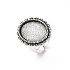 Vintage Adjustable Iron Finger Ring Components Alloy Cabochon Bezel Settings PALLOY-Q300-25AS-NR-1