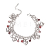 Heart 304 Stainless Steel Figaro & Ball Chains Double Layers Bracelets BJEW-JB13177-01-3