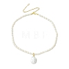 Adjustable Baroque Natural Keshi Pearl Pendant Natural Pearl Rice Beaded Lariat Necklaces for Women NJEW-JN06343-02-3