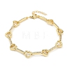 Brass Micro Pave Clear Cubic Zirconia Link Chain Bracelets for Women BJEW-F504-10G-4