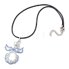 Glass Seed Beads & Shell Pearl Angel Pendant Necklaces NJEW-MZ00051-02-4