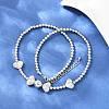 Brass Micro Pave Clear Cubic Zirconia Heart Round Beaded Bib Necklaces for Women NJEW-F364-08P-1