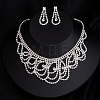 Alloy Crystal Rhinestone Chain Necklaces & Stud Dangle Earrings Sets FS-WG4CE3B-07-1