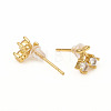 Brass Stud Earrings EJEW-L247-03G-2