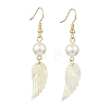 Natural White Shell Dangle Earrings EJEW-JE07204-3