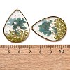 Brass & Transparent Epoxy Resin & Dried Flower Pendants RESI-G133-04G-02-3