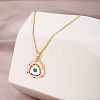 Brass Micro Pave Colorful Cubic Zirconia Enamel Evil Eye Triangle Pendant 304 Stainless Steel Cable Chain Necklaces for Women WG15CC8-02-1