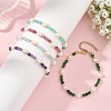 Faceted Round Gemstone & Natural Cultured Freshwater Pearl Beaded Bracelets for Women BJEW-JB14184-1
