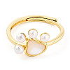 Natural Pearl Dog Paw Prints Adjustable Ring RJEW-T026-08G-4