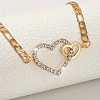 Alloy Crystal Rhinestone Double Heart Link Chain Necklaces for Women FS-WGE7D15-01-4