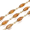 Handmade Brass & Glass Beaded Link Chains CHC-Q021-04C-G-1