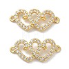 Eco-Friendly Brass Clear Cubic Zirconia Links Connectors KK-B047-19G-2