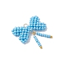 Glass Seed Beaded Bowknot Pendants PALLOY-MZ01055-03-3