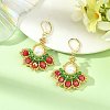 Christmas 304 Stainless Steel with Glass Seed Beads Levreback Earrings EJEW-MZ00822-1