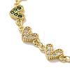 Rack Plating Brass Micro Pave Cubic Zirconia Heart Link Chain Bracelets for Women BJEW-P323-09G-07-2