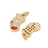 Christmas Brass Micro Pave Cubic Zirconia Enamel Charms KK-L255-19G-04-2
