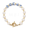 Natural Cultured Freshwater Pearl & Handmade Porcelain & Non-magnetic Synthetic Hematite Beaded Bracelets for Women BJEW-JB13964-3