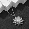 304 Stainless Steel Sunflower Pendant Cable Chain Necklaces for Women NJEW-R011-02P-3