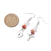 Natural Mixed Stone Key/Lock Dangle Earrings EJEW-JE06150-3