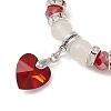 Natural Quartz Crystal & Glass Beaded Stretch Bracelet with Heart Charms for Valentine's Day X-BJEW-TA00284-3