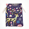 Flower Deer Printed Polycotton(Polyester Cotton) Packing Pouches Drawstring Bags ABAG-T004-10x14-36-1