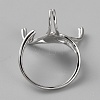 Rhodium Plated 925 Sterling Silver Open Cuff Finger Ring Settings STER-WH0017-01P-2
