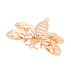 Brass Crystal Rhinestone 3D Bee Connector Charms KKC-T003-03KCG-2