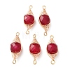 Natural Red Corundum Faceted Cube Links Connector Charms with Copper Herringbone Wire-Wrapped KK-Z152-06G-01A-1
