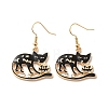 Halloween Golden Alloy Enamel Dangle Earrings EJEW-K274-03C-G-1