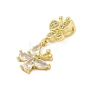 Butterfly Rack Plating Brass Micro Pave Cubic Zirconia Pendants KK-Z074-73G-2