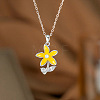 Brass Pave Clear Cubic Zirconia and Enamel Flower Pendant 304 Stainless Steel Cable Chain Necklaces for Women WG269F9-02-1