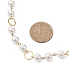 Round Shell Pearl with Brass Link Chain Necklaces for Women NJEW-JN05631-3