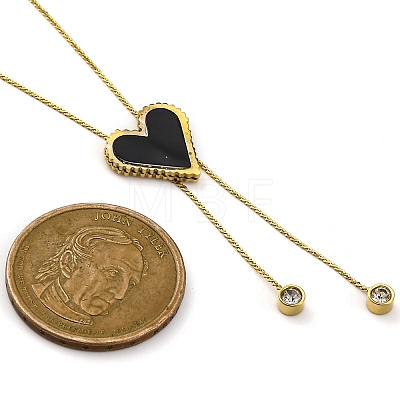 PVD Vacuum Plating 304 Stainless Steel Enamel Heart Pendant Necklaces NJEW-C063-03G-01-1