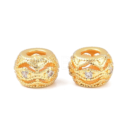 Brass Micro Pave Clear Cubic Zirconia Beads KK-C142-12B-G-1