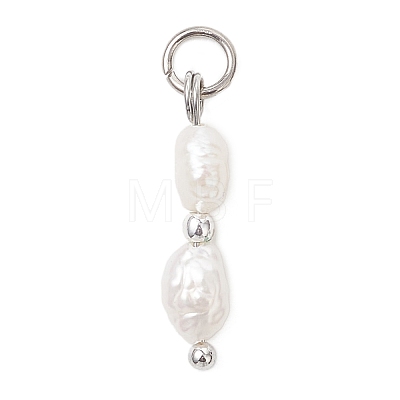 Natural Baroque Keshi Pearl & Electroplate Synthetic Non-magnetic Hematite Beaded Pendants PALLOY-JF04993-02-1