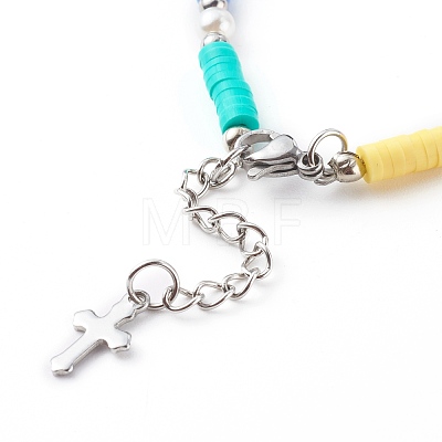 Polymer Clay Heishi Beaded Bracelets BJEW-JB06131-1