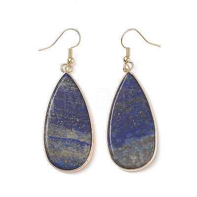 Natural Lapis Lazuli Teardrop Dangle Earrings EJEW-G331-01G-05-1