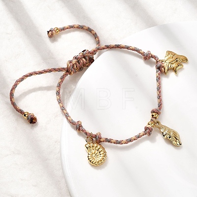 Ocean Series 304 Stainless Steel Charm Bracelets BJEW-K237-25A-G-1