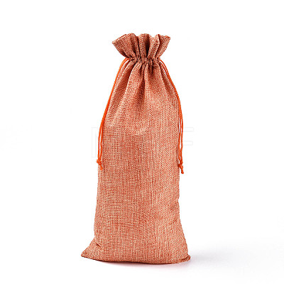 Rectangle Polyester Imitation Burlap Packing Pouches ABAG-N009-01A-04-1
