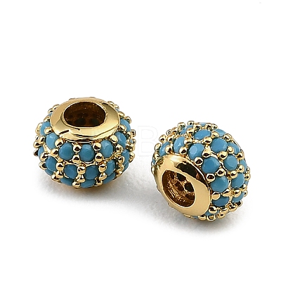 Brass Micro Pave Steel Blue Cubic Zirconia Beads CU-CBAF17A-19G-1