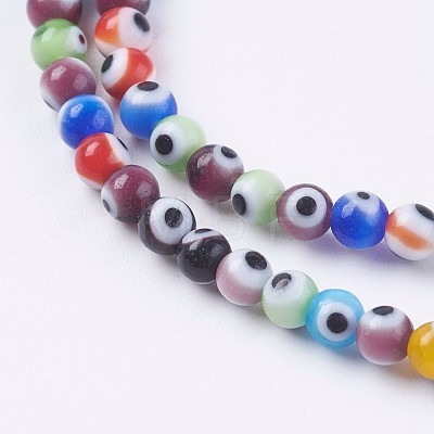 Handmade Evil Eye Lampwork Beads Strands LAMP-J089-B01-1