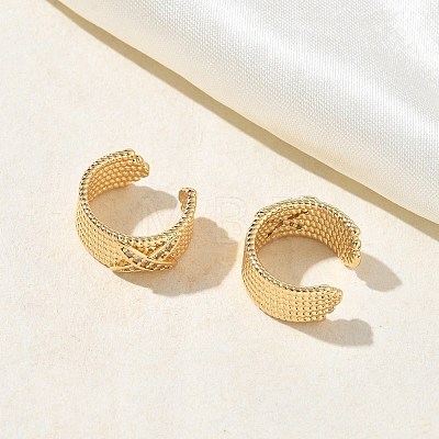C-Shaped with Letter X Brass Micro Pave Clear Cubic Zirconia Cuff Earrings EJEW-L316-01G-11-1