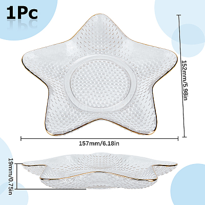 1Pc Ocean Series Transparent Gold Rim Glass Jewelry Plates AJEW-SC0002-79B-1