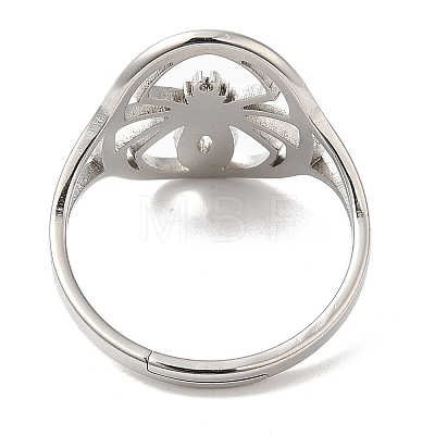 304 Stainless Steel Hollow Spider Adjustable Ring for Women RJEW-M149-07P-1