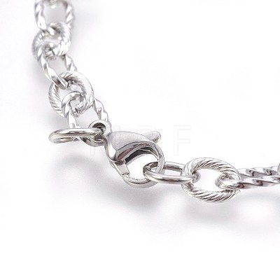 304 Stainless Steel Figaro Chain Bracelets BJEW-P237-24P-1