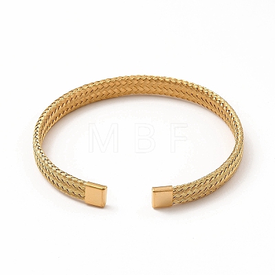 304 Stainless Steel Mesh Chains Shape Open Cuff Bangle for Women BJEW-C033-01-1